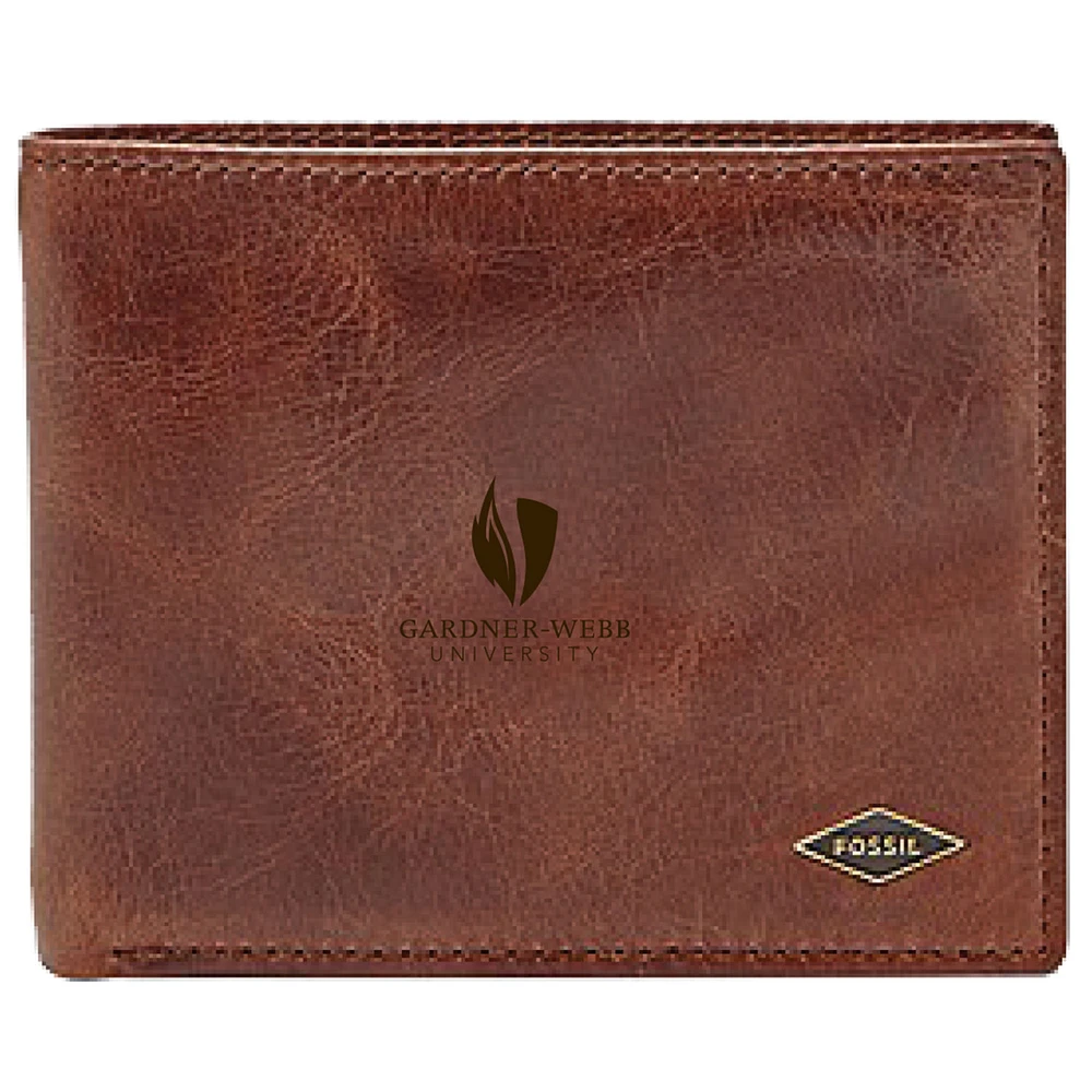 Men's Fossil Brown Gardner-Webb Bulldogs Leather Ryan RFID Flip ID Bifold Wallet