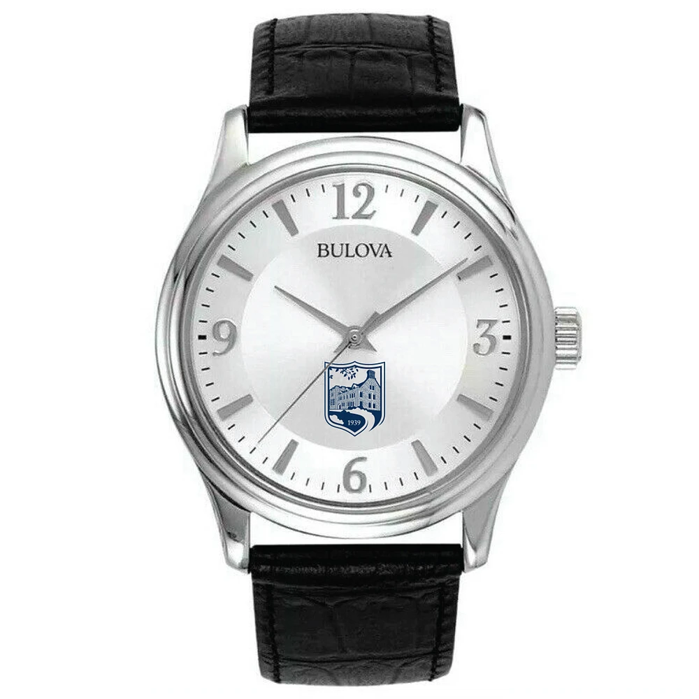 Men's Bulova Silver Endicott College Leather Watch