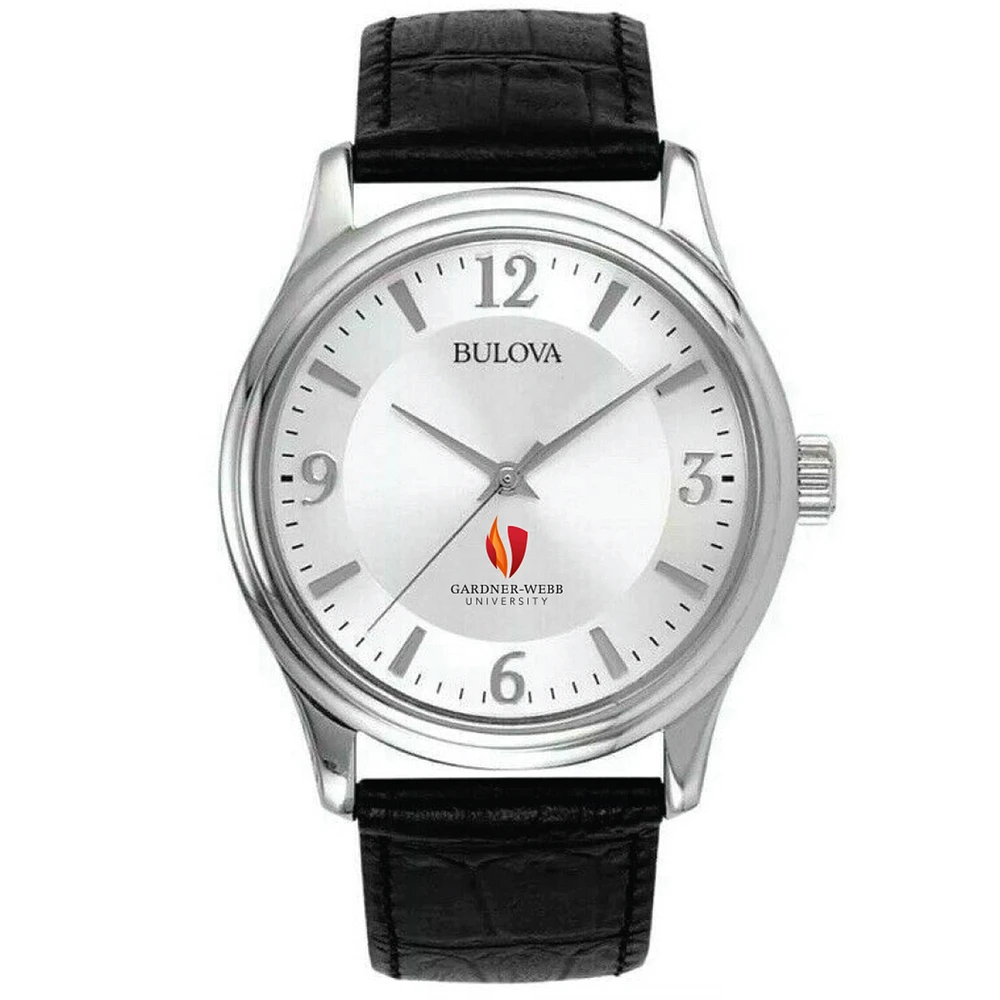 Men's Bulova Silver Gardner-Webb Bulldogs Leather Watch