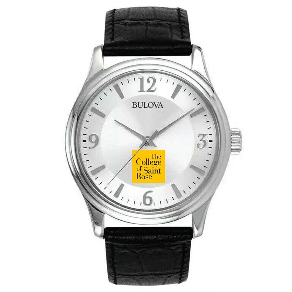 Men's Bulova Silver Saint Rose Golden Knights Leather Watch