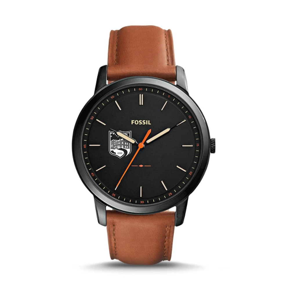Fossil Black Endicott College The Minimalist Slim Light Brown Leather Watch