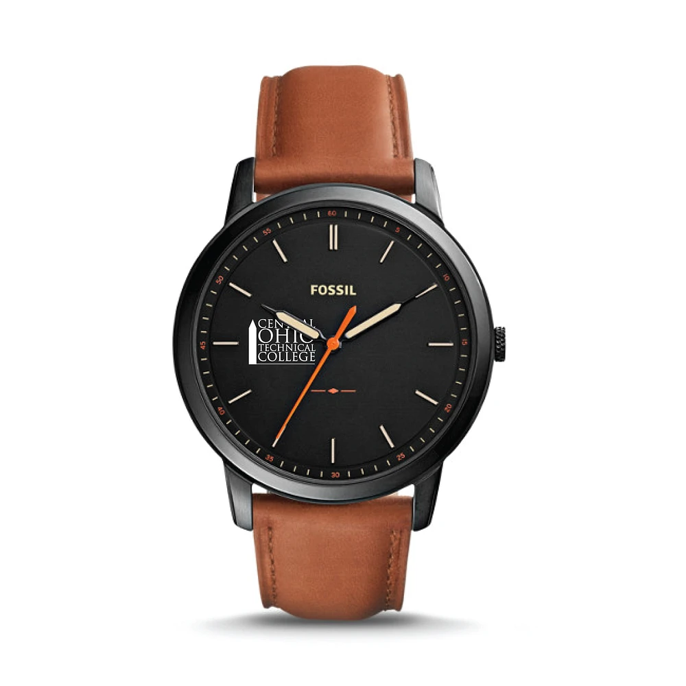 Fossil Black Central Ohio Technical College The Minimalist Slim Light Brown Leather Watch