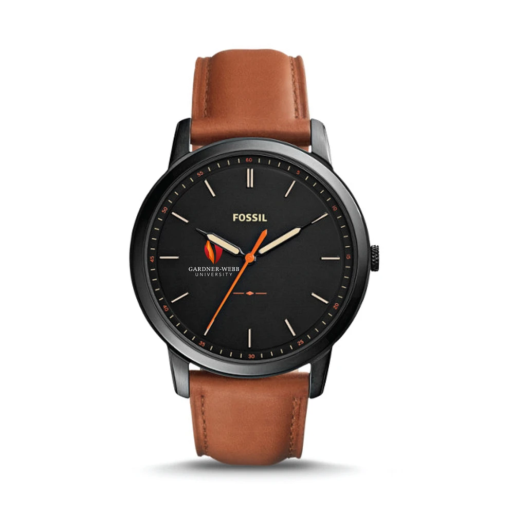 Fossil Black Gardner-Webb Bulldogs The Minimalist Slim Light Brown Leather Watch