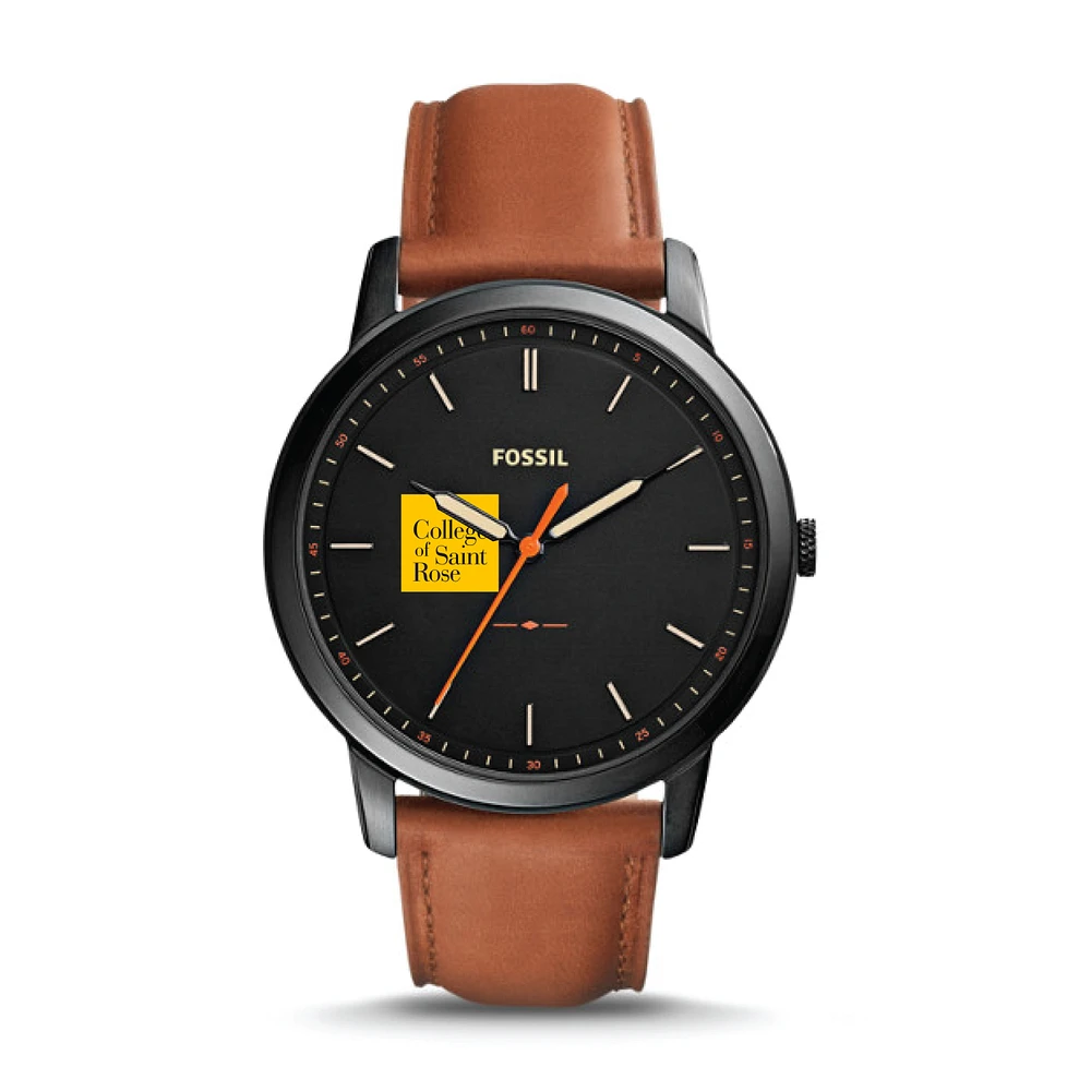 Fossil Black Saint Rose Golden Knights The Minimalist Slim Light Brown Leather Watch