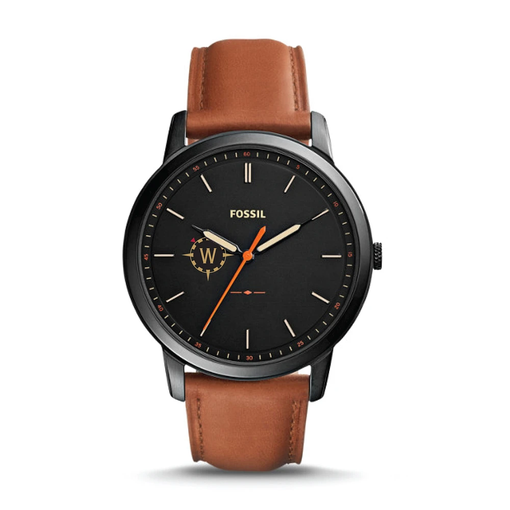 Fossil Black Willamette Bearcats The Minimalist Slim Light Brown Leather Watch