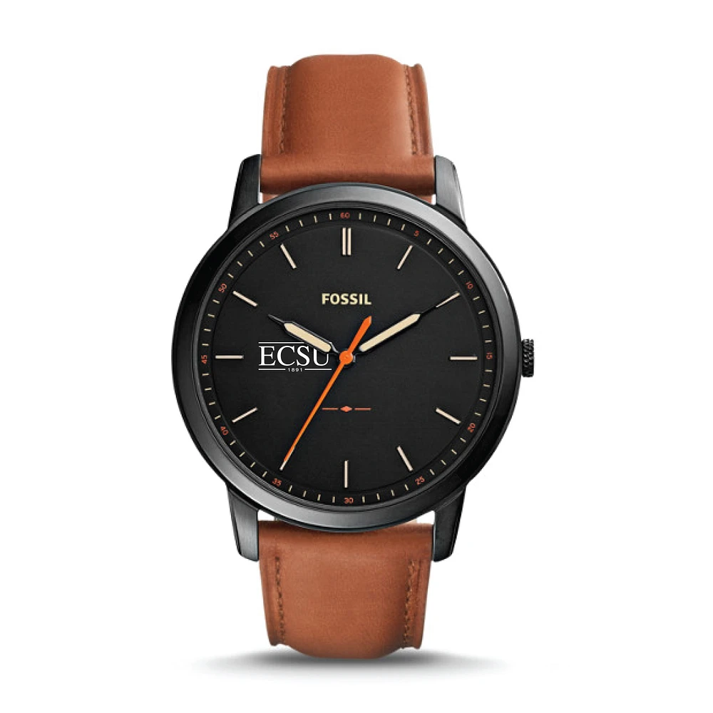 Fossil Black ECSU Vikings The Minimalist Slim Light Brown Leather Watch