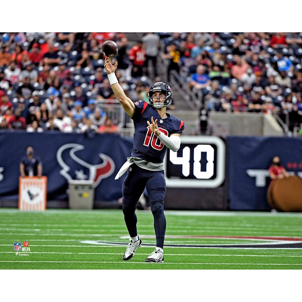 Davis Mills Houston Texans Unsigned Throws a Pass Photograph