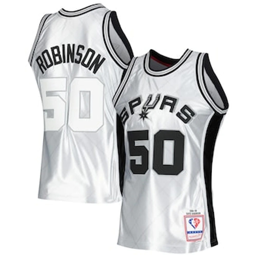 Men's Mitchell & Ness David Robinson Platinum San Antonio Spurs 1998/99 Hardwood Classics 75th Anniversary Swingman Jersey