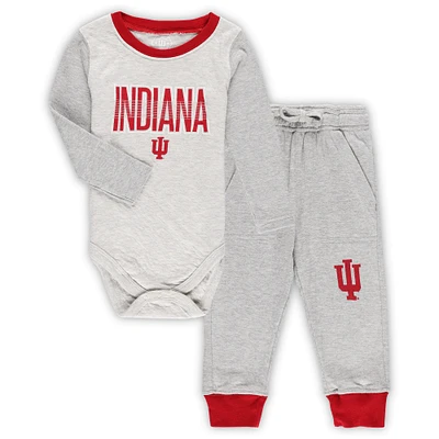 Infant Wes & Willy Heather Gray Indiana Hoosiers Jie Long Sleeve Bodysuit Pants Set