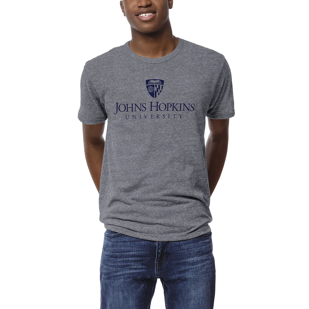 Men's League Collegiate Wear Heather Gray Johns Hopkins Blue Jays 1274 Victory Falls T-Shirt
