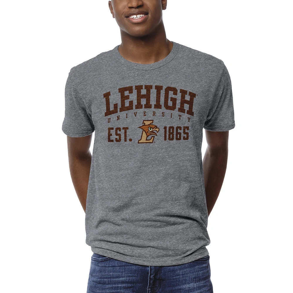 Men's League Collegiate Wear Heather Gray Lehigh Mountain Hawks 1274 Victory Falls T-Shirt