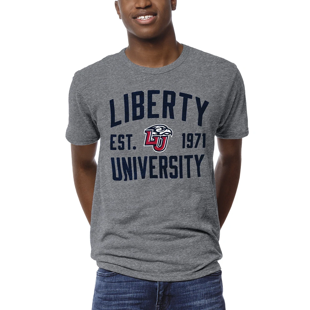 Men's League Collegiate Wear Heather Gray Liberty Flames 1274 Victory Falls T-Shirt