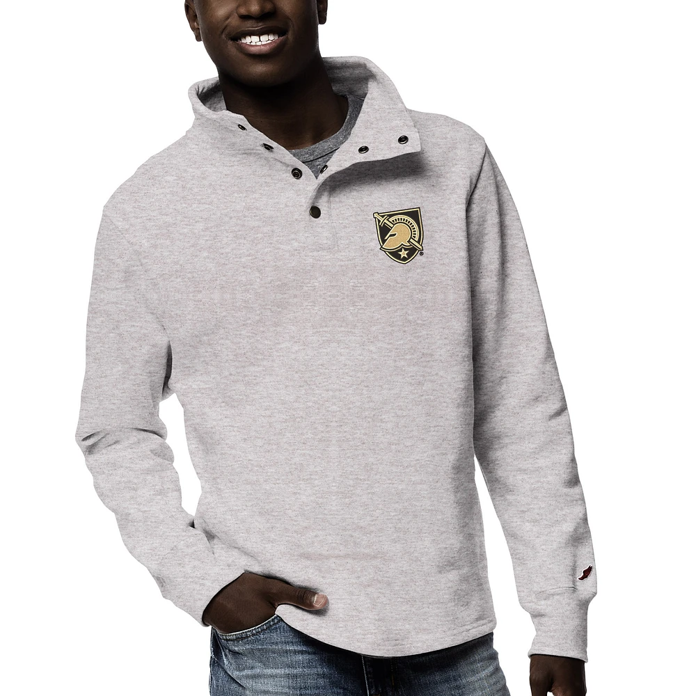 Men's League Collegiate Wear Ash Army Black Knights 1636 Fleece Quarter Snap Up Pullover Sweatshirt