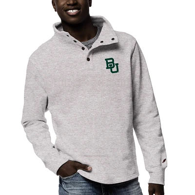 Men's League Collegiate Wear Ash Baylor Bears 1636 Fleece Quarter Snap Up Pullover Sweatshirt