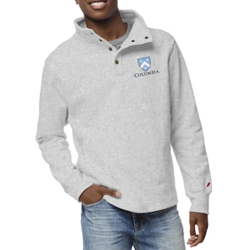Men's League Collegiate Wear Ash Columbia University 1636 Fleece Quarter Snap Up Pullover Sweatshirt