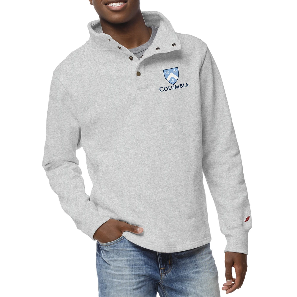 Men's League Collegiate Wear Ash Columbia University 1636 Fleece Quarter Snap Up Pullover Sweatshirt