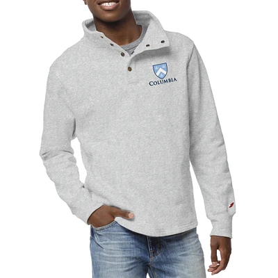 Men's League Collegiate Wear Ash Columbia University 1636 Fleece Quarter Snap Up Pullover Sweatshirt