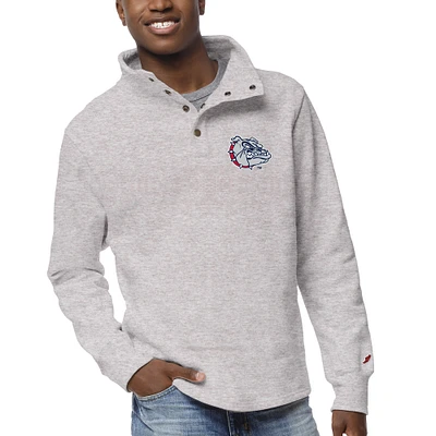 Men's League Collegiate Wear Ash Gonzaga Bulldogs 1636 Fleece Quarter Snap Up Pullover Sweatshirt