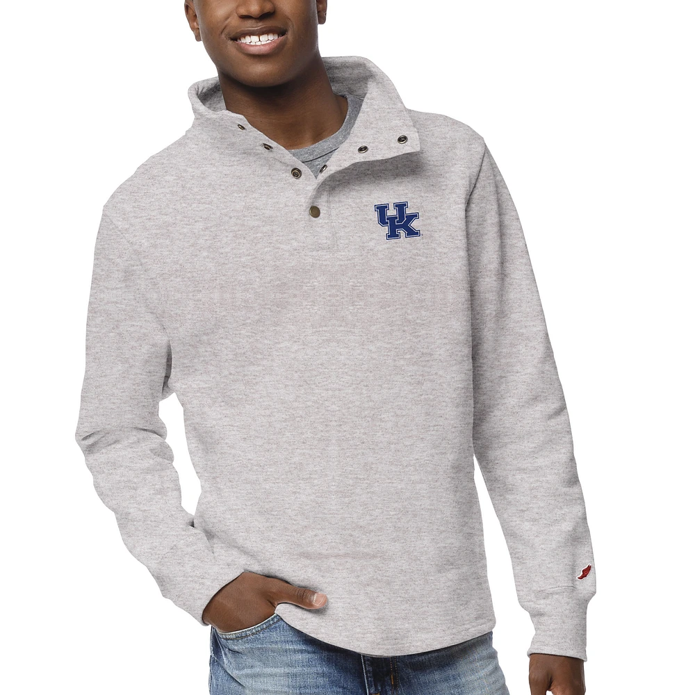 Men's League Collegiate Wear Ash Kentucky Wildcats 1636 Fleece Quarter Snap Up Pullover Sweatshirt