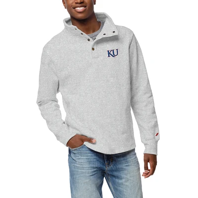 Men's League Collegiate Wear Ash Kansas Jayhawks 1636 Fleece Quarter-Snap Pullover Sweatshirt