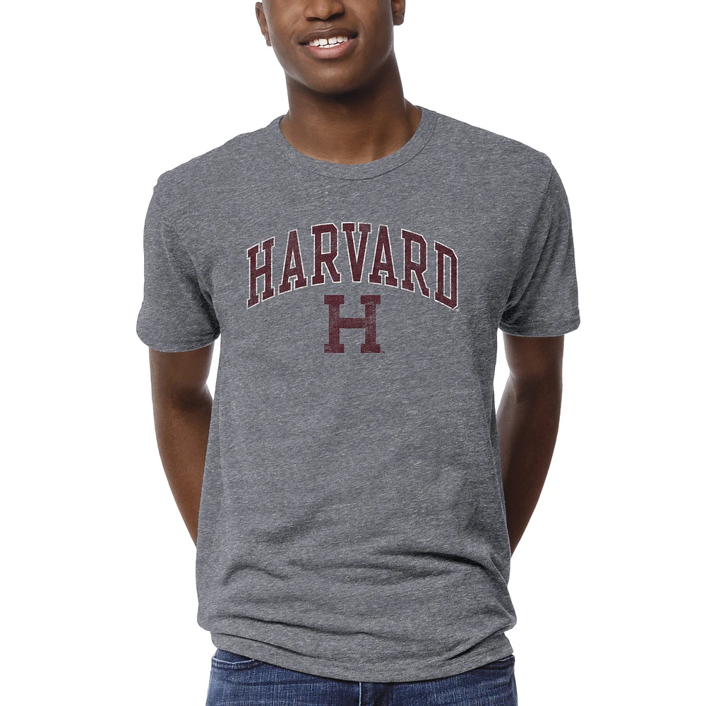 Men's League Collegiate Wear Heather Gray Harvard Crimson 1965 Victory Falls T-Shirt
