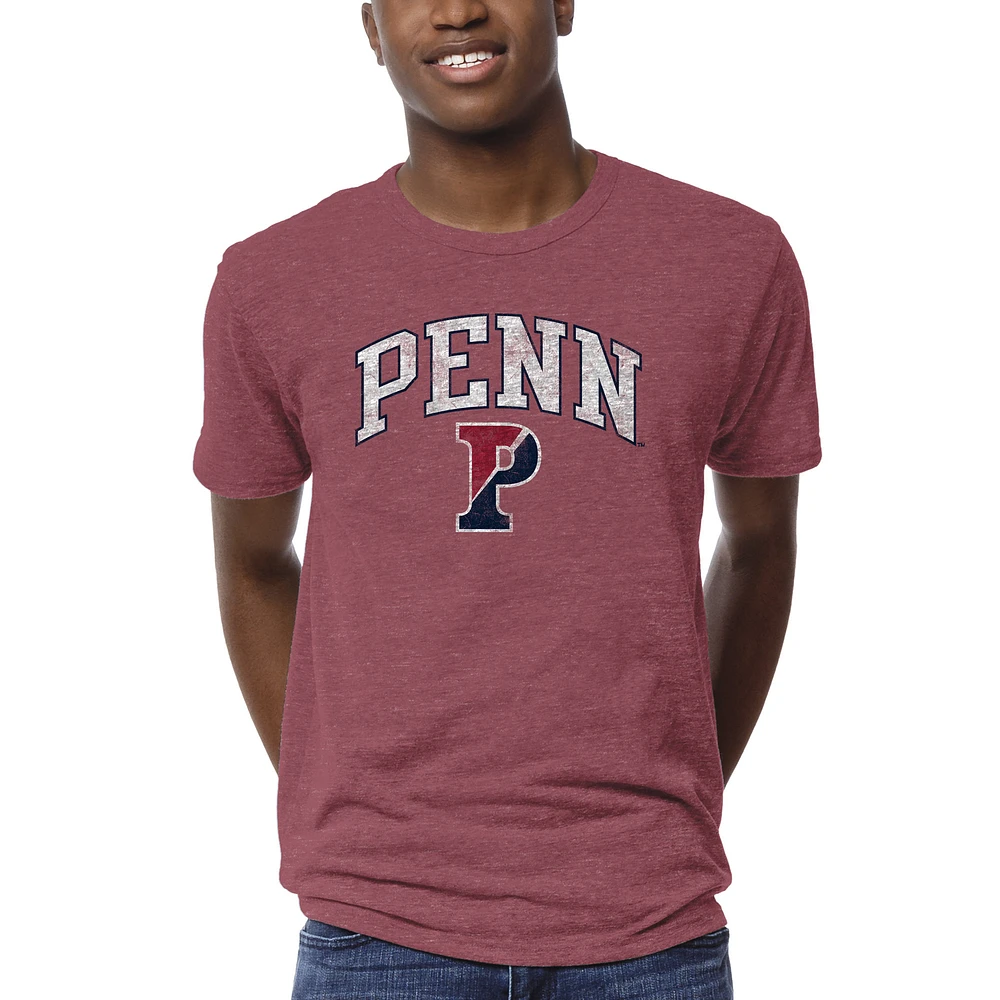 Men's League Collegiate Wear Heathered Red Pennsylvania Quakers 1965 Victory Falls T-Shirt