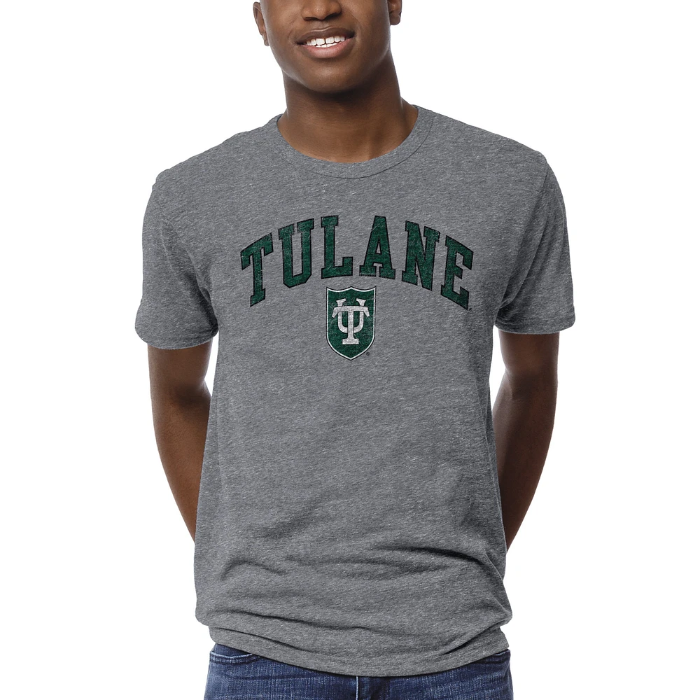 Men's League Collegiate Wear Heather Gray Tulane Green Wave 1965 Victory Falls T-Shirt