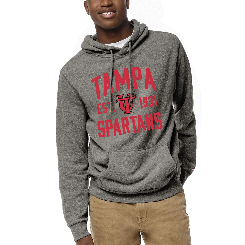 Men's League Collegiate Wear Heather Gray University of Tampa Spartans Heritage Tri-Blend Pullover Hoodie