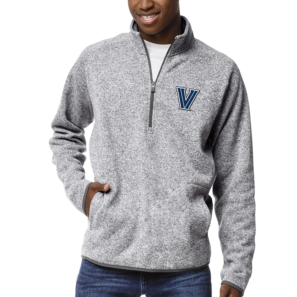 Men's League Collegiate Wear Heather Gray Villanova Wildcats Saranac Raglan Quarter-Zip Jacket