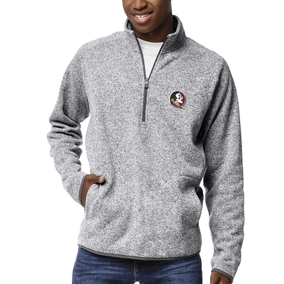 Men's League Collegiate Wear Heather Gray Florida State Seminoles Saranac Raglan Quarter-Zip Jacket