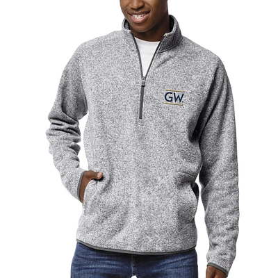 Men's League Collegiate Wear Heather Gray George Washington University Saranac Raglan Quarter-Zip Jacket