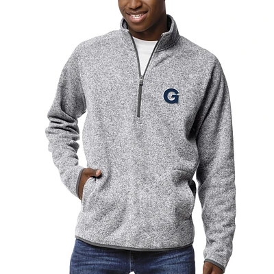 Men's League Collegiate Wear Heather Gray Georgetown Hoyas Saranac Raglan Quarter-Zip Jacket