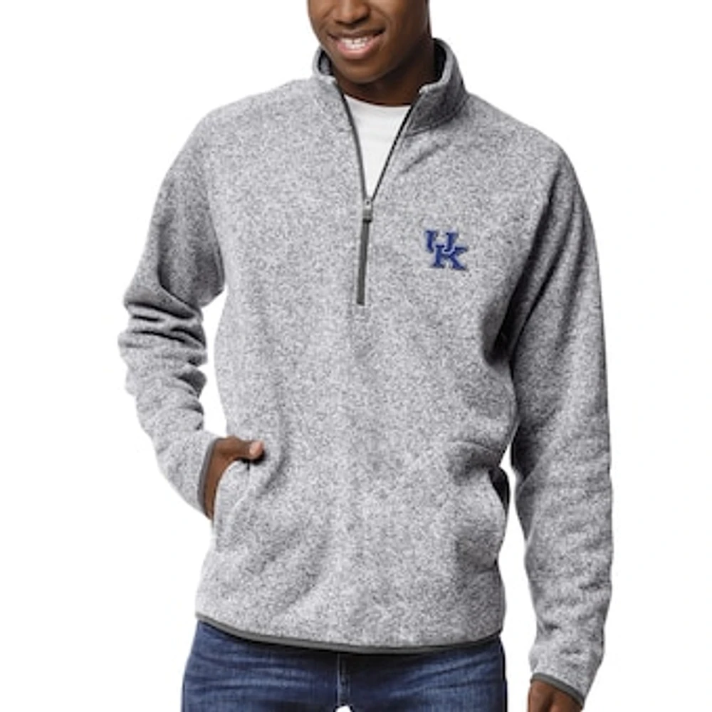 Men's League Collegiate Wear Heather Gray Kentucky Wildcats Saranac Raglan Quarter-Zip Jacket