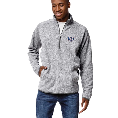 Men's League Collegiate Wear Heather Gray Kansas Jayhawks Saranac Raglan Quarter-Zip Jacket