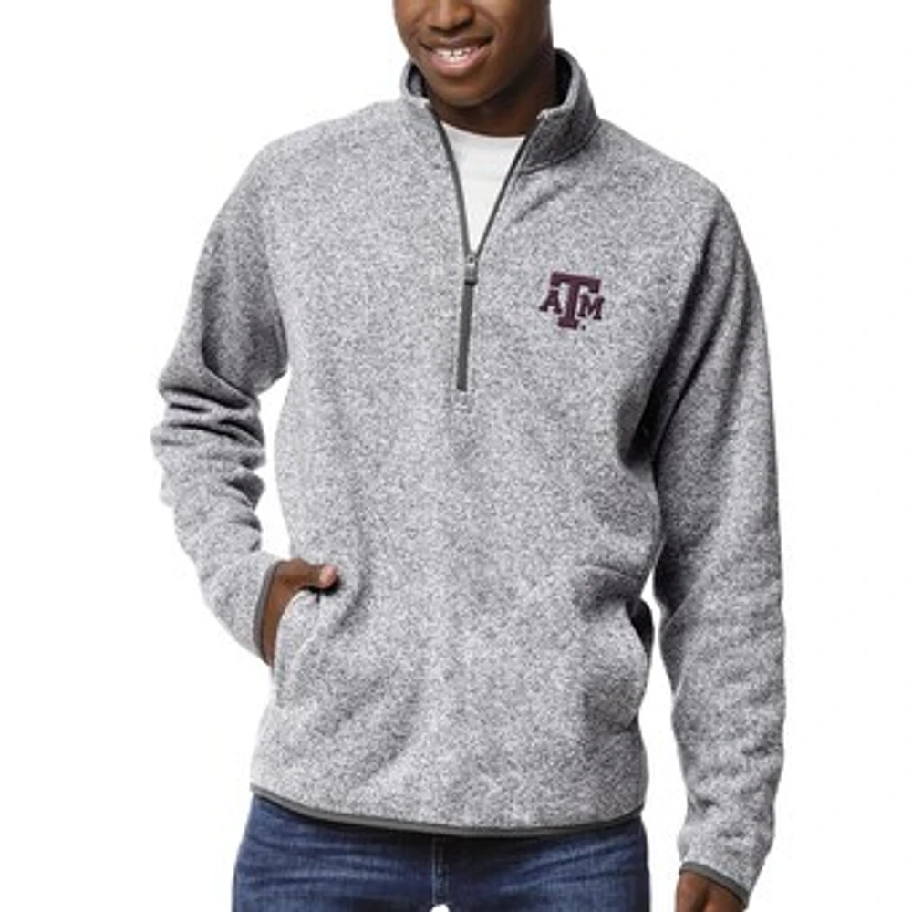 Men's League Collegiate Wear Heather Gray Texas A&M Aggies Saranac Raglan Quarter-Zip Jacket