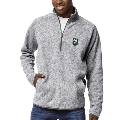 Men's League Collegiate Wear Heather Gray Tulane Green Wave Saranac Raglan Quarter-Zip Jacket