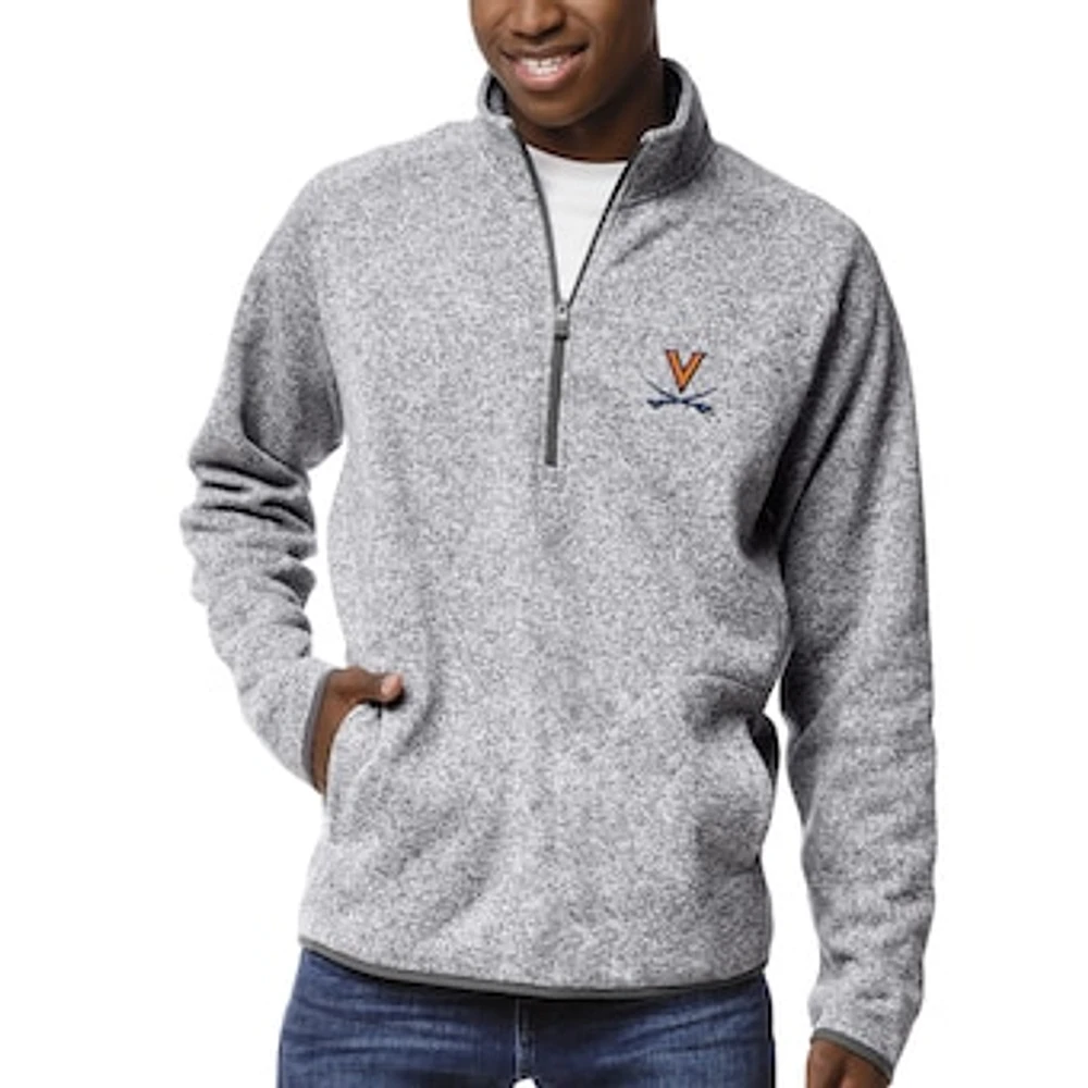 Men's League Collegiate Wear Heather Gray Virginia Cavaliers Saranac Raglan Quarter-Zip Jacket
