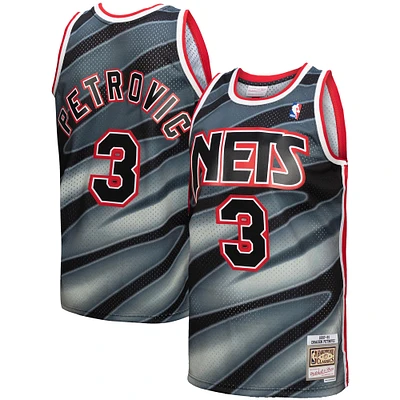 Men's Mitchell & Ness Drazen Petrovic Black New Jersey Nets 1990/91 Hardwood Classics Reload 3.0 Swingman