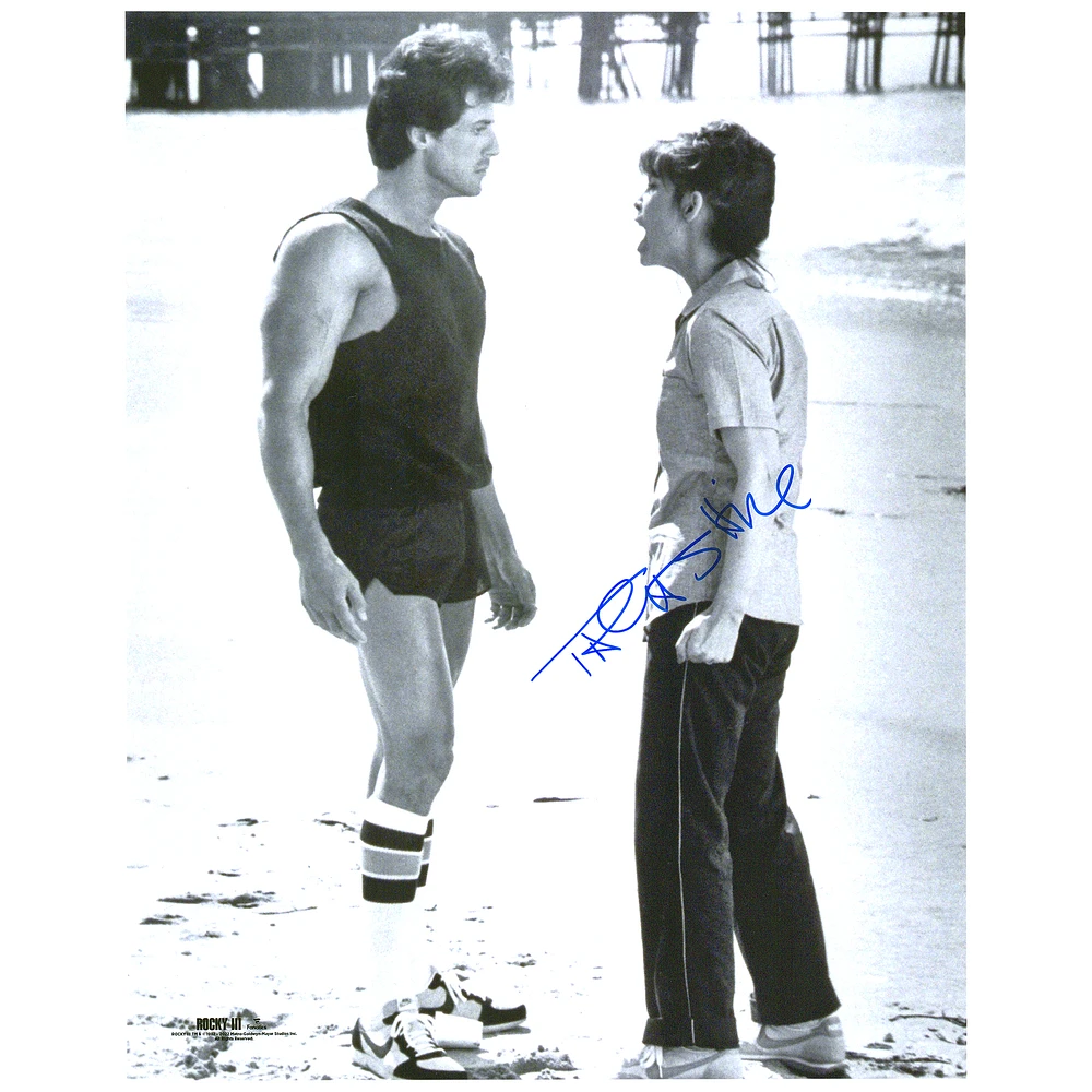 Talia Shire Rocky III Autographed 11" x 14" On the Beach with Rocky Photograph
