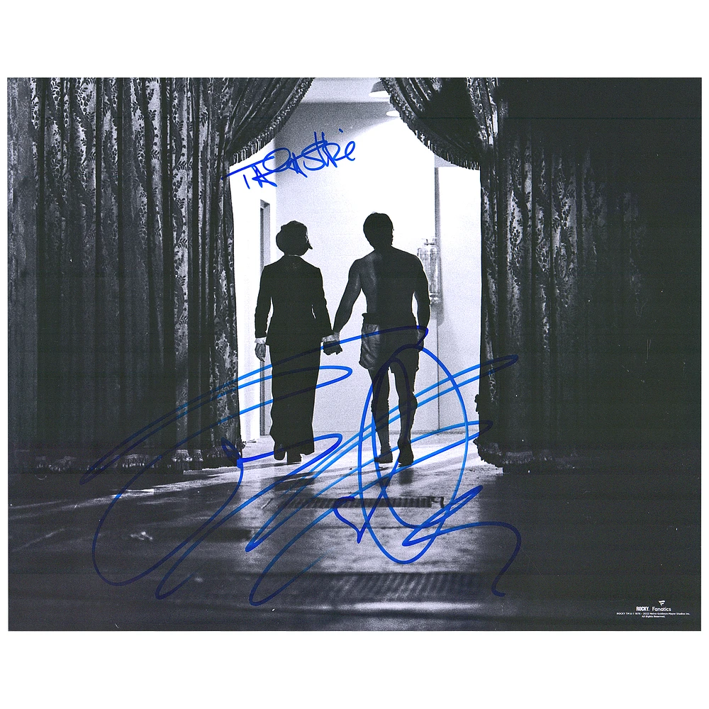 Sylvester Stallone & Talia Shire Rocky Multi-Signed 16" x 20" Black & White Holding Hands with Adrian Photograph