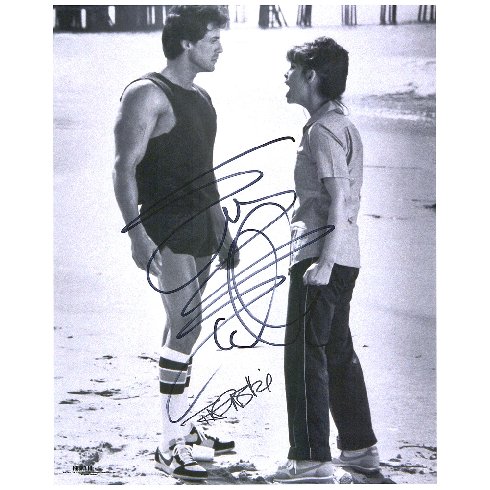 Sylvester Stallone & Talia Shire Rocky III Multi-Signed 16" x 20" on the Beach Photograph