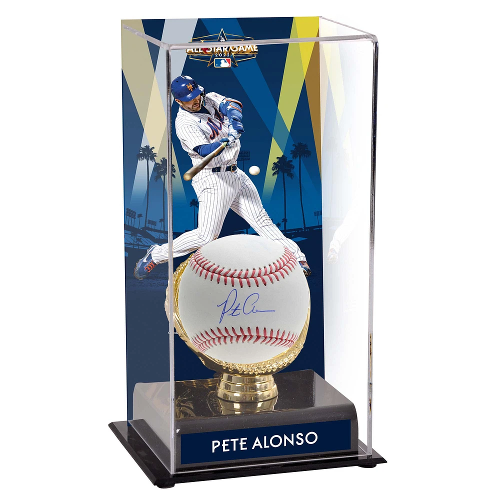 Pete Alonso New York Mets Autographed Baseball and 2022 MLB All-Star Game Gold Glove Display Case with Image