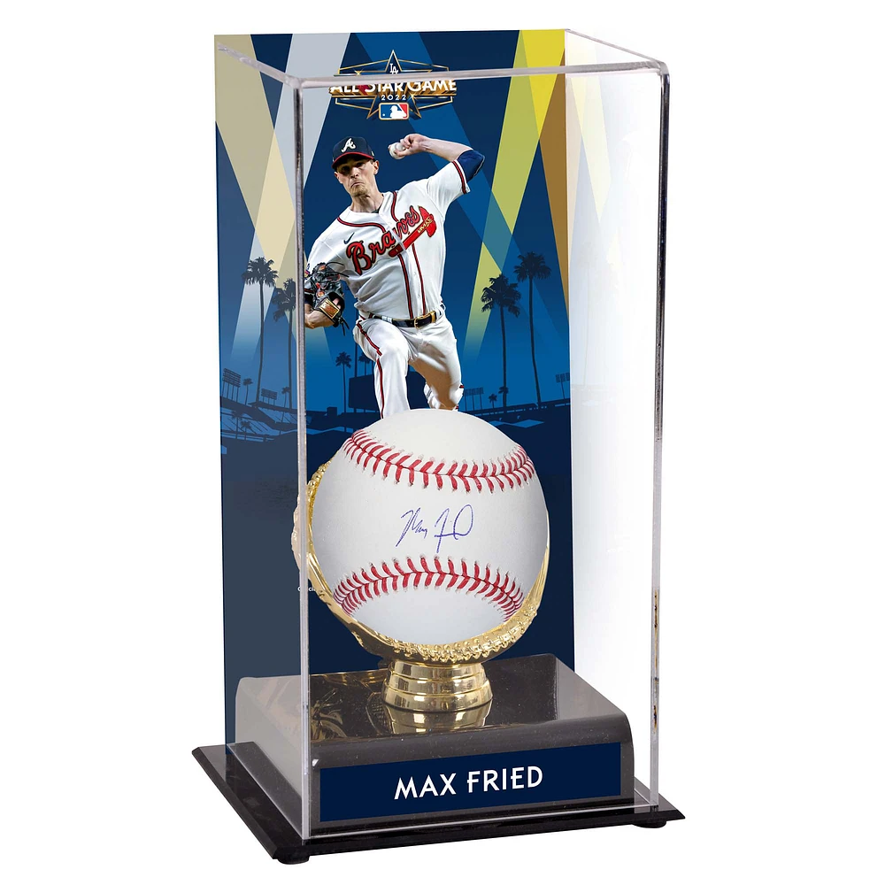 Max Fried Atlanta Braves Autographed Baseball and 2022 MLB All-Star Game Gold Glove Display Case with Image