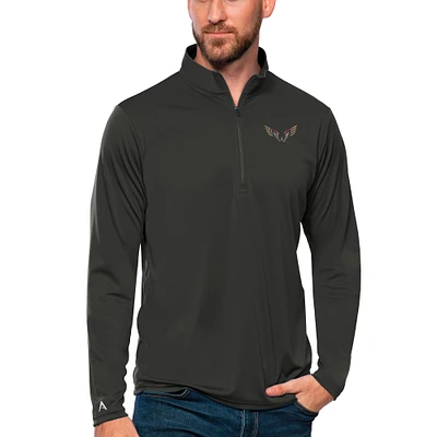 Men's Antigua Charcoal Philadelphia Wings Tribute Quarter-Zip Pullover Top