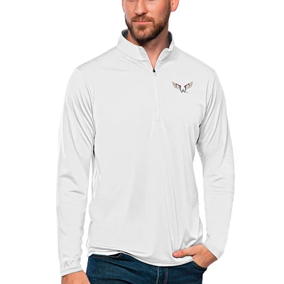 Men's Antigua White Philadelphia Wings Tribute Quarter-Zip Pullover Top