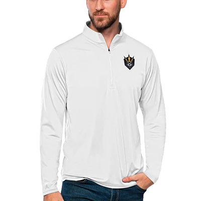 Men's Antigua White San Diego Seals Tribute Quarter-Zip Pullover Top