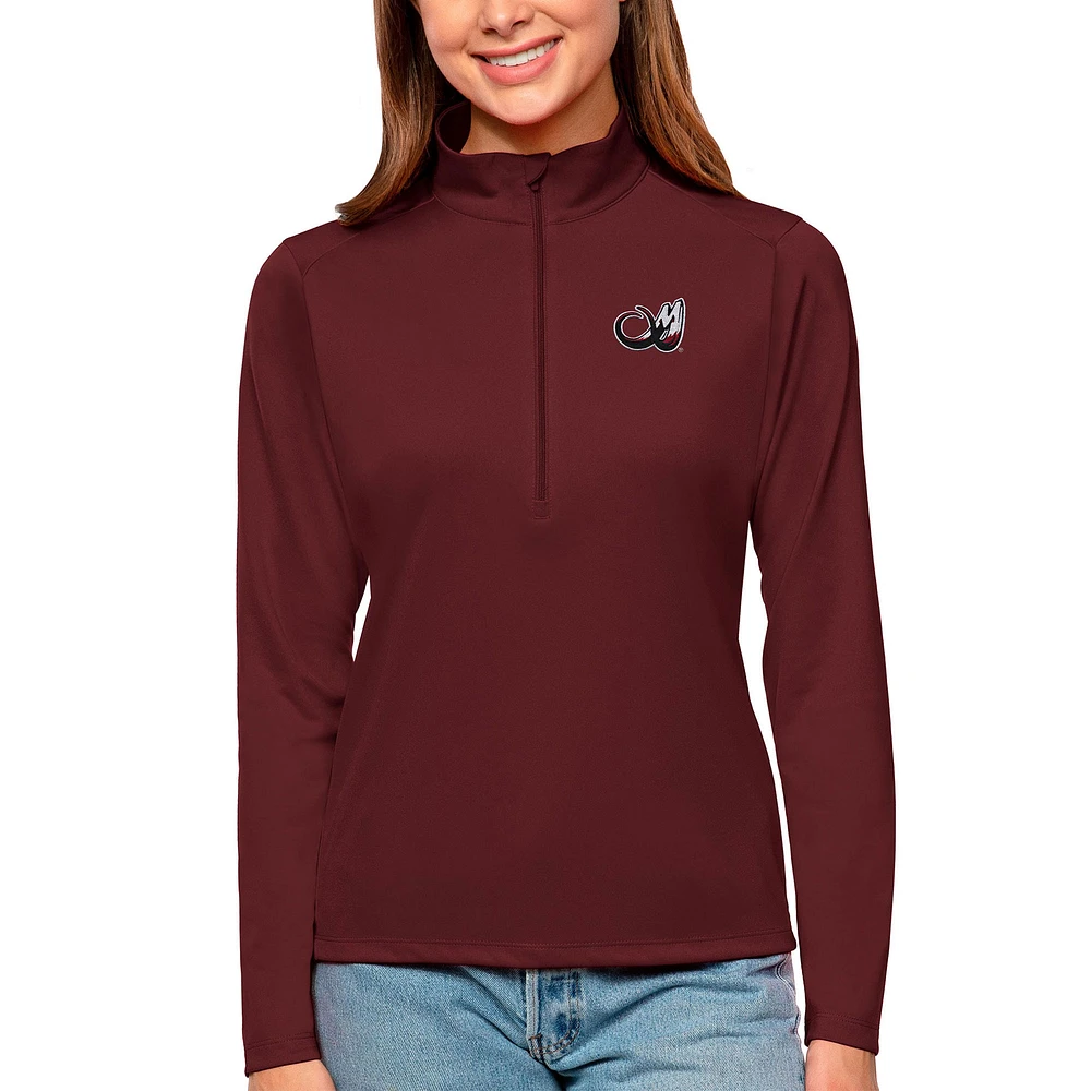 Women's Antigua Maroon Colorado Mammoth Tribute Quarter-Zip Pullover Top