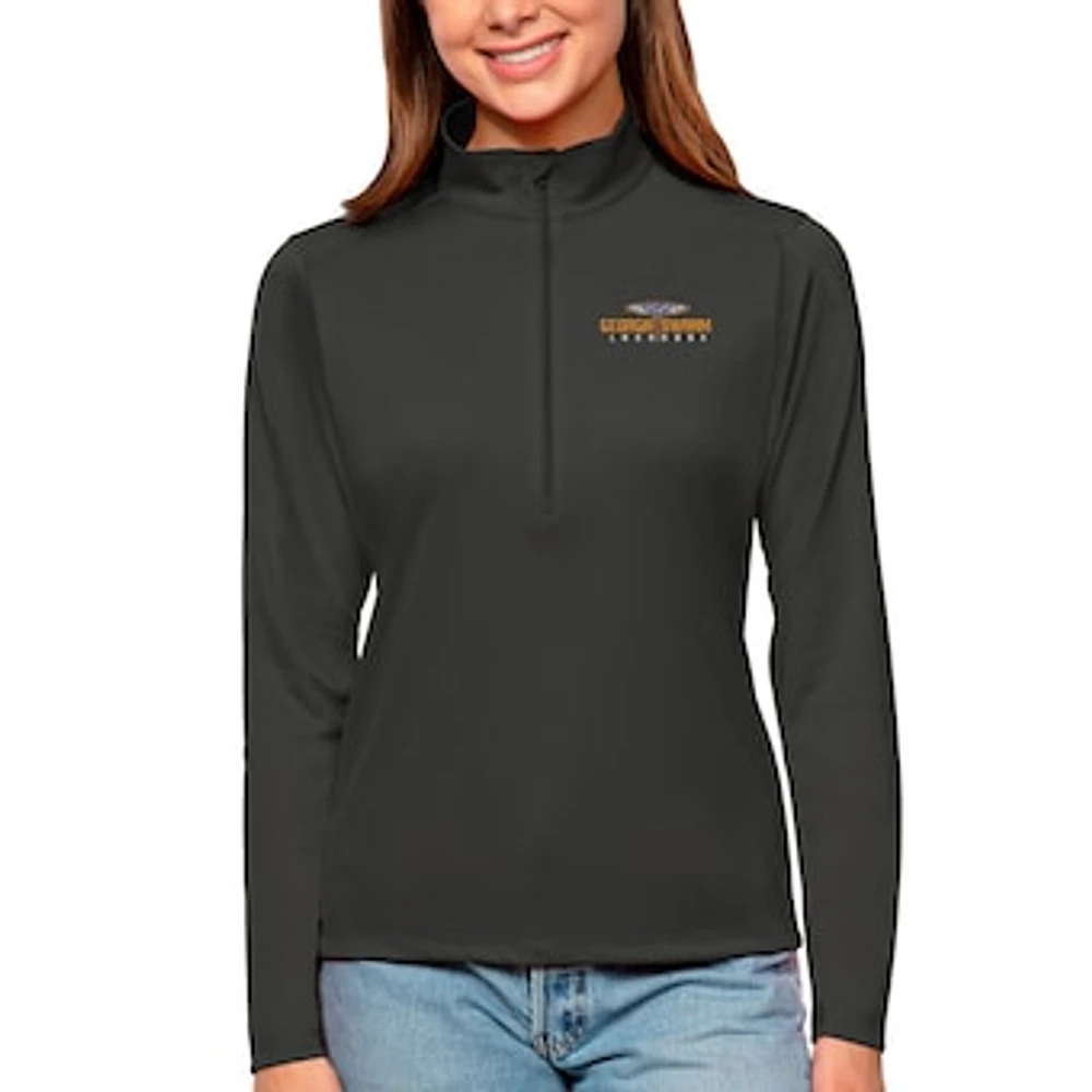 Women's Antigua Charcoal Georgia Swarm Tribute Quarter-Zip Pullover Top