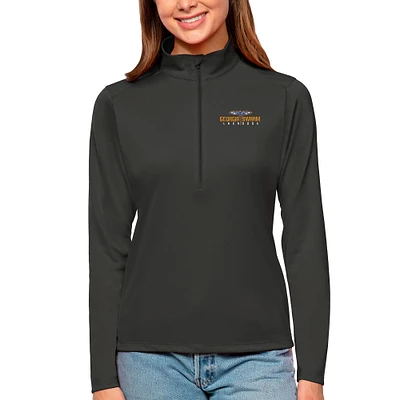 Women's Antigua Charcoal Georgia Swarm Tribute Quarter-Zip Pullover Top
