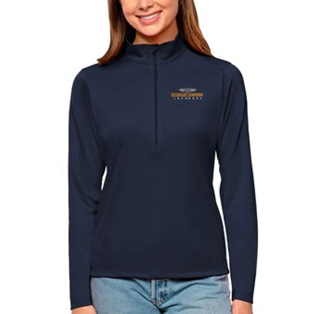 Women's Antigua Navy Georgia Swarm Tribute Quarter-Zip Pullover Top